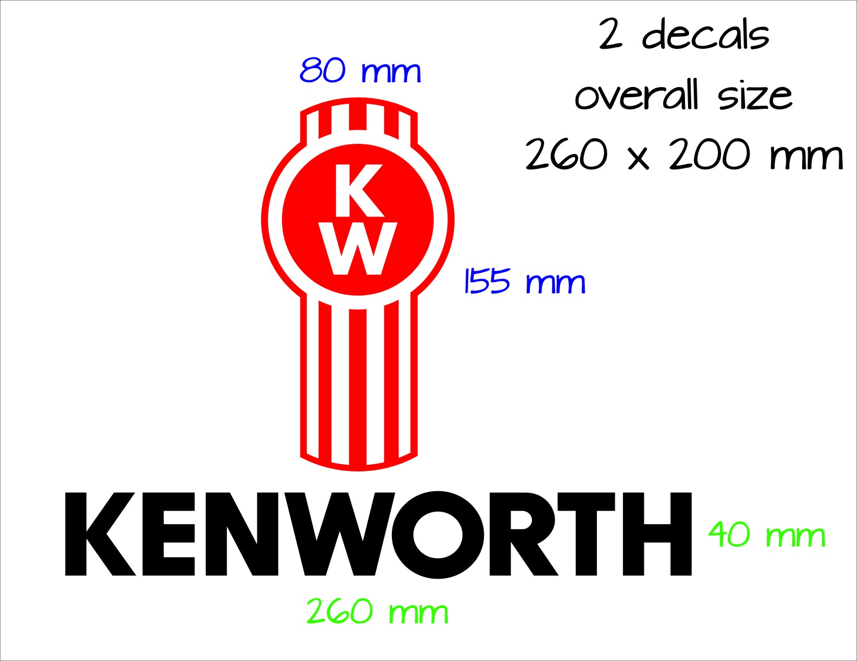 Kenworth TWO piece decal 260 x 200 mm - Crazy Fish