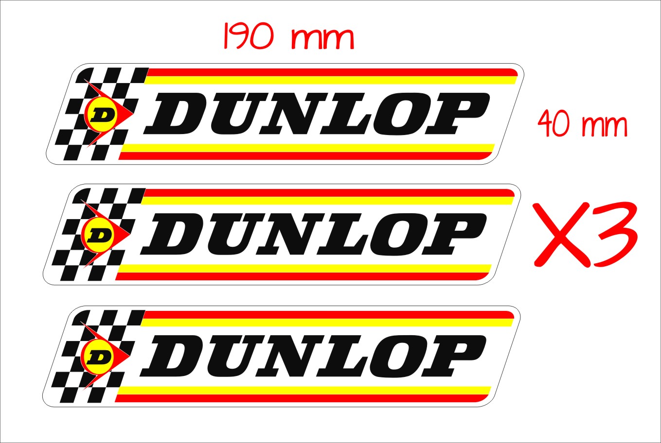 Dunlop Stickers THREE (3) 190 x 40 mm each - Crazy Fish