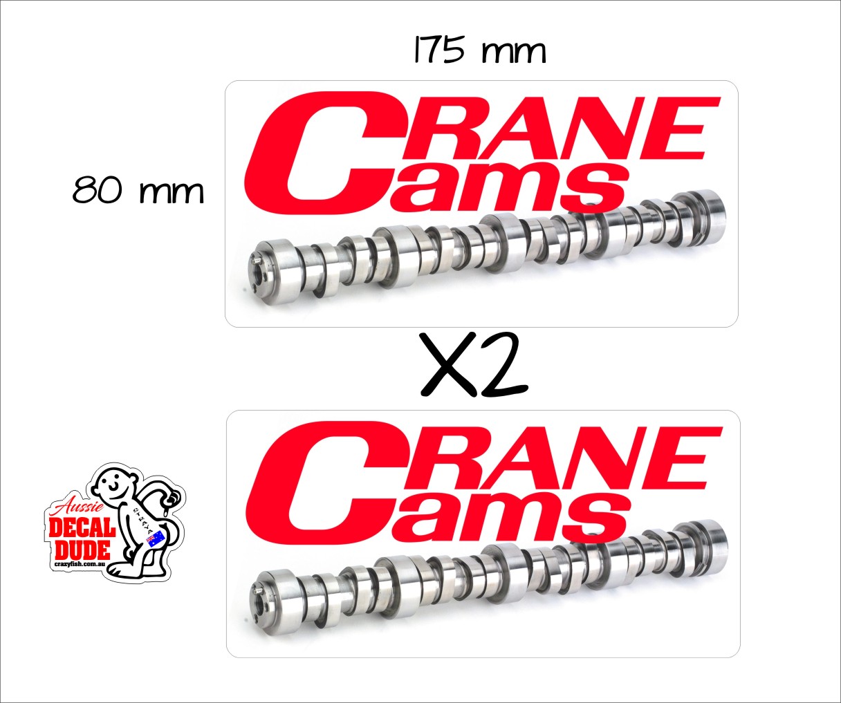 Crane Cams Stickers TWO (2) 175 x 80 mm each Crazy Fish