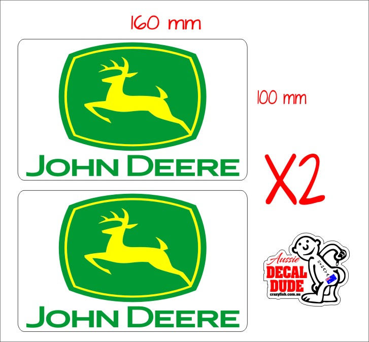 John Deere Stickers TWO (2) 160 x 100 mm each Crazy Fish