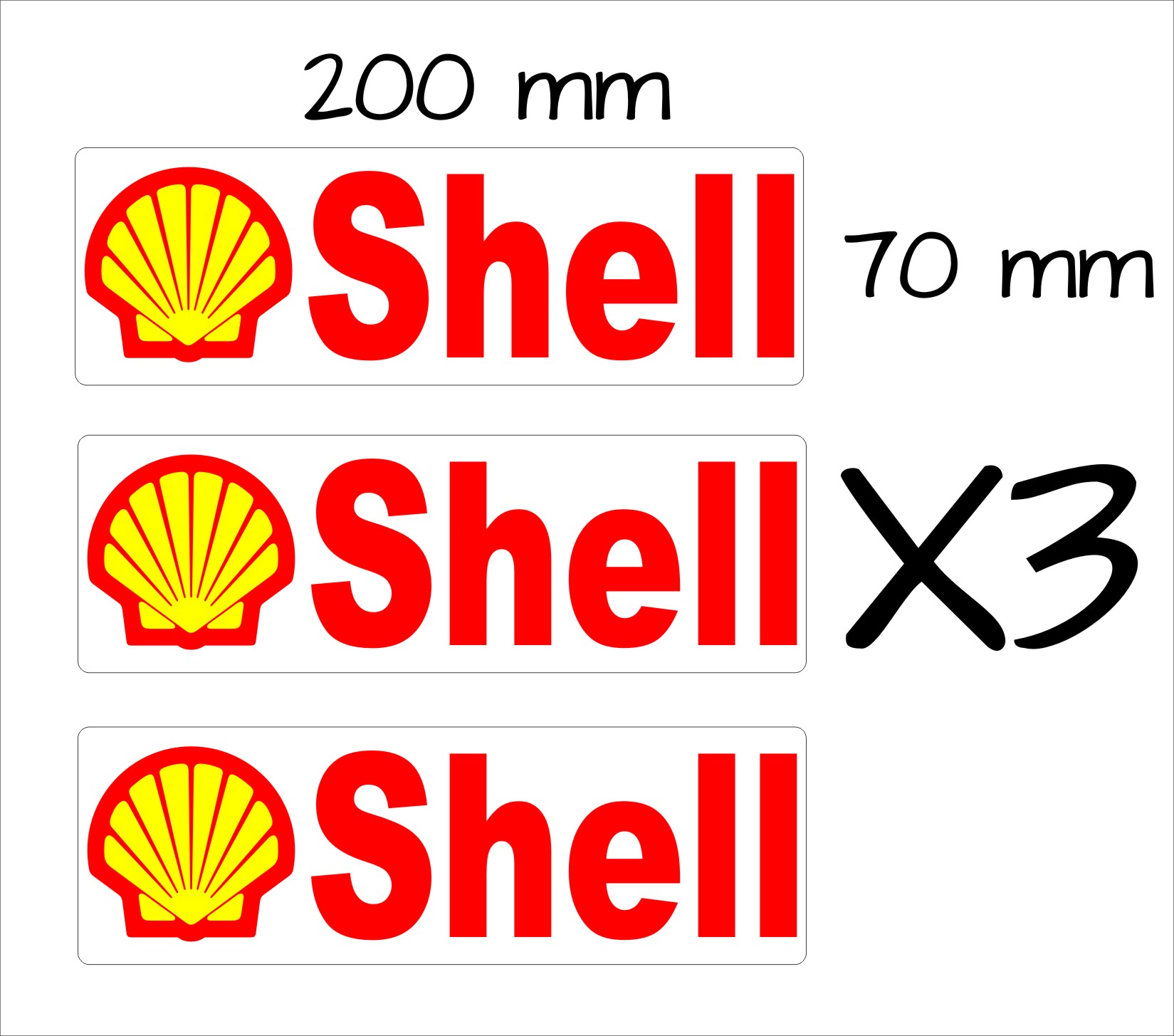 Shell Sign Sticker Tape Shell Stickers (3) 200 x 70 mm each - Crazyfish