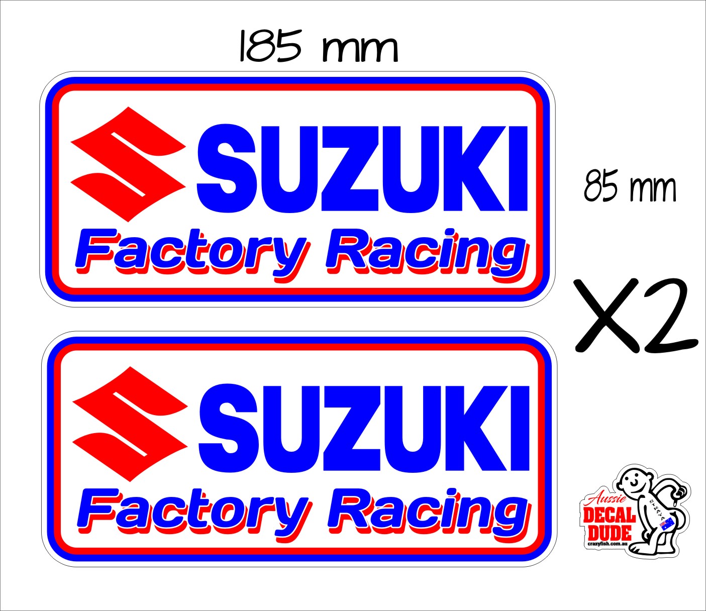 Suzuki Racing Sticker Suzuki Racing Stickers TWO (2) 185 x 85 mm each - Crazyfish
