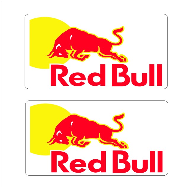 Red Bull Stickers TWO (2) 170 x 90 mm Crazy Fish