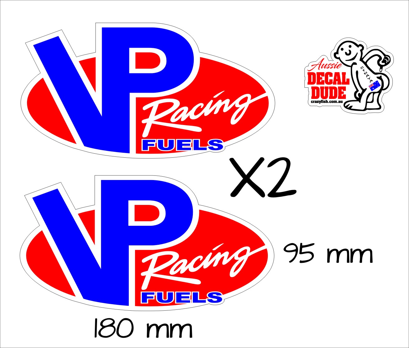 Vp Racing Sticker VP Racing Fuels Stickers TWO 180 x 95 mm each - Crazyfish