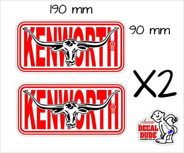 KENWORTH L/H Stickers TWO (2) 190 x 90 mm each Crazy Fish