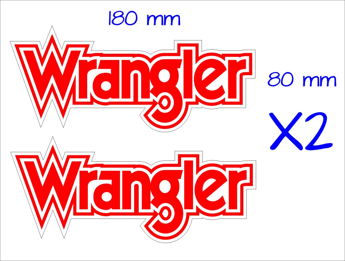 Wrangler Stickers TWO (2) 180 x 80 mm each - Crazy Fish