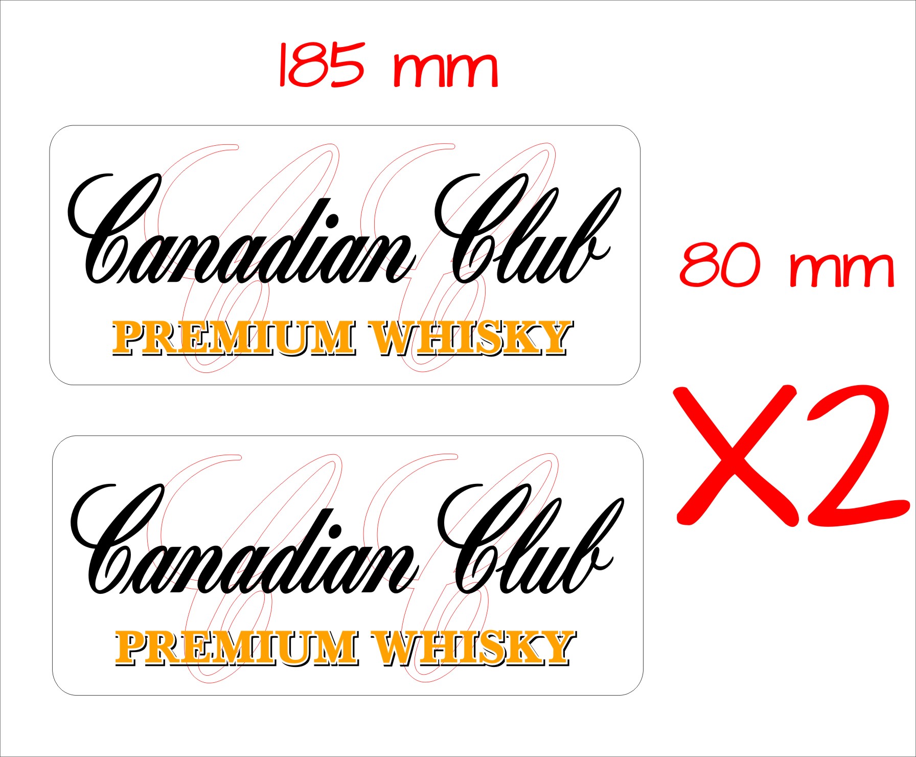 Canadian Club Stickers TWO (2) 185 X 80 mm each - Crazyfish