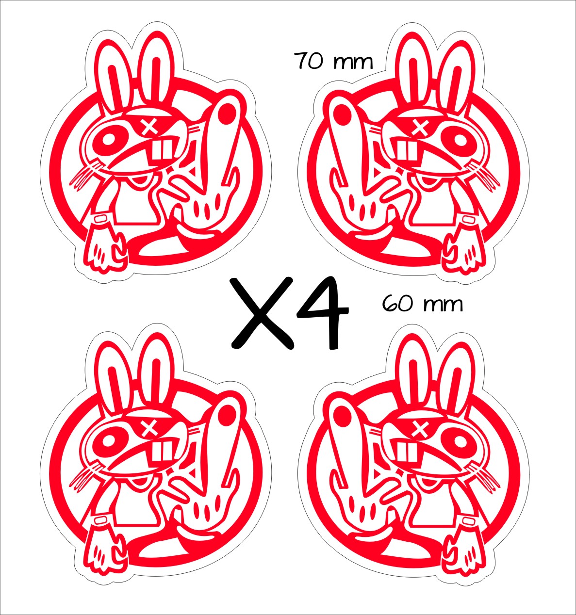 RABBY Drift Stickers FOUR (4) 70 x 60 mm each - Crazyfish