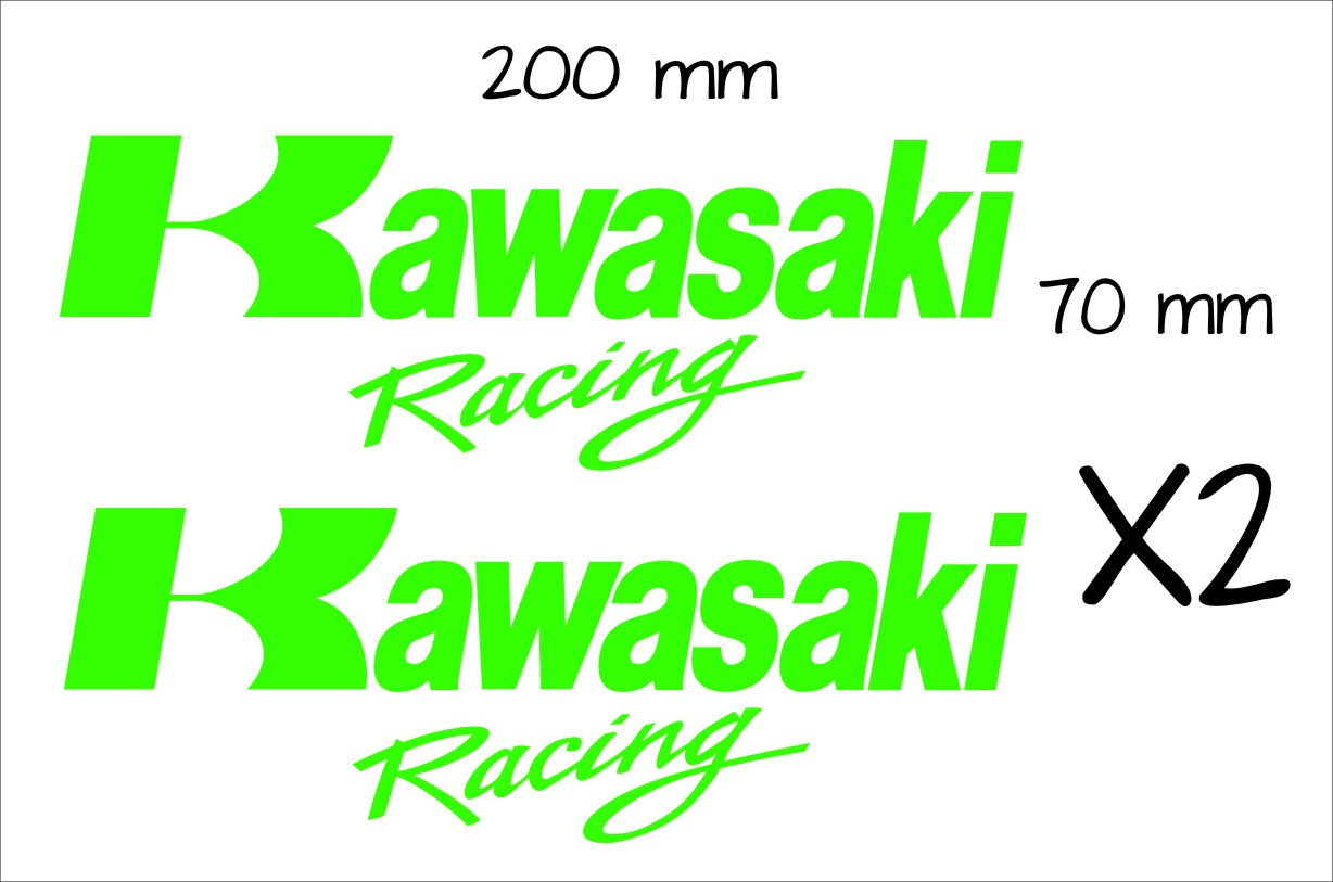 Kawasaki Racing tank decals TWO (2) 200 x 70 mm each choose your color