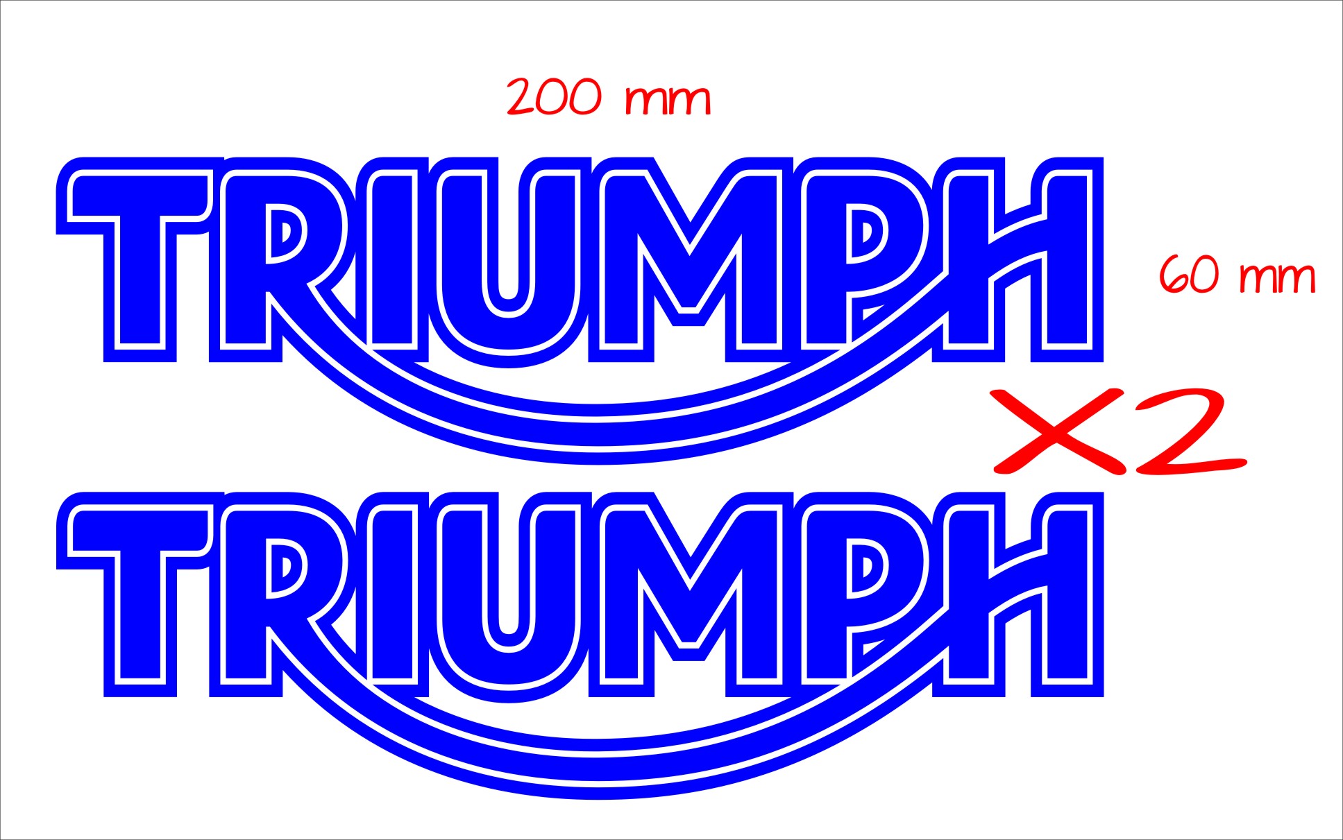 Triumph #5 vinyl decals TWO (2) 200 x 60 mm choose your color - Crazy Fish