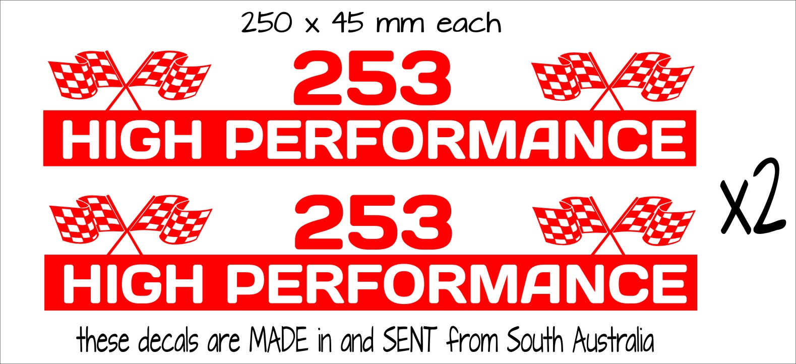 Holden 253 vinyl decals TWO (2) 250 x 45 mm each CONFIRM your color ...