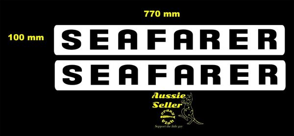 SEAFARER boat decals TWO (2) 770 x 100 mm each CONFIRM your color ...