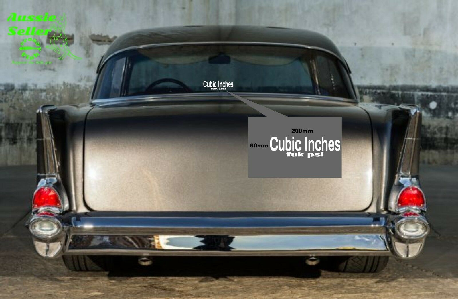 Cubic Inches funny vinyl decal 200 x 60 mm CONFIRM your color - Crazyfish