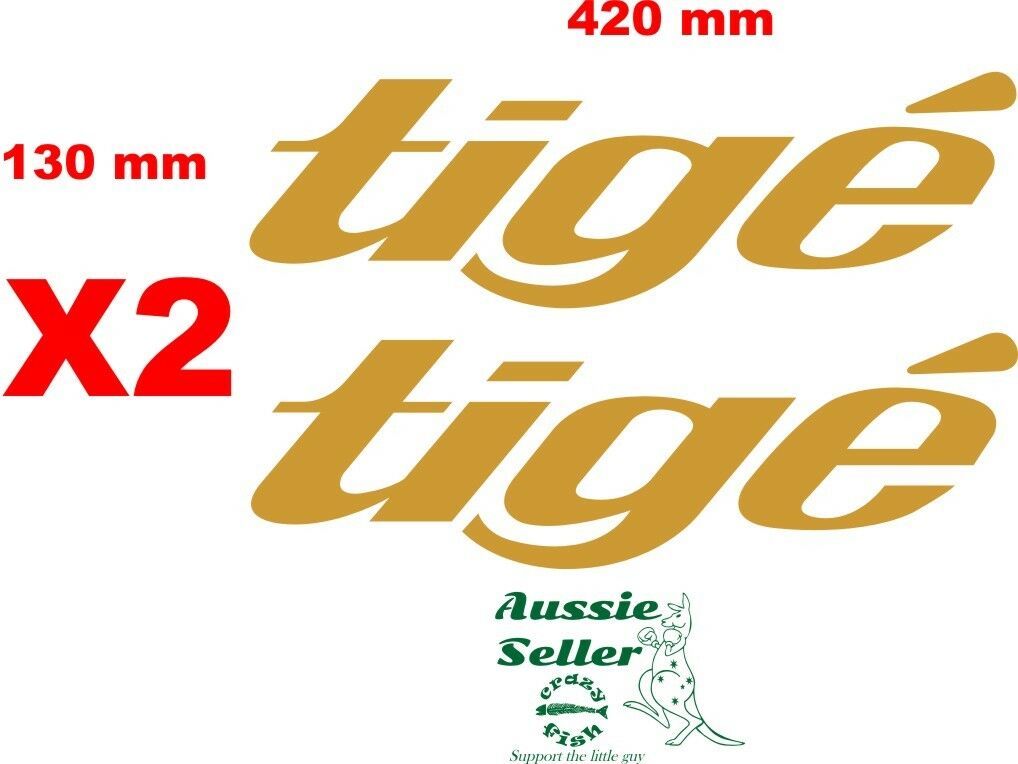 Tige' boat decals TWO (2) 420 x 130 mm each choose your color Crazy Fish