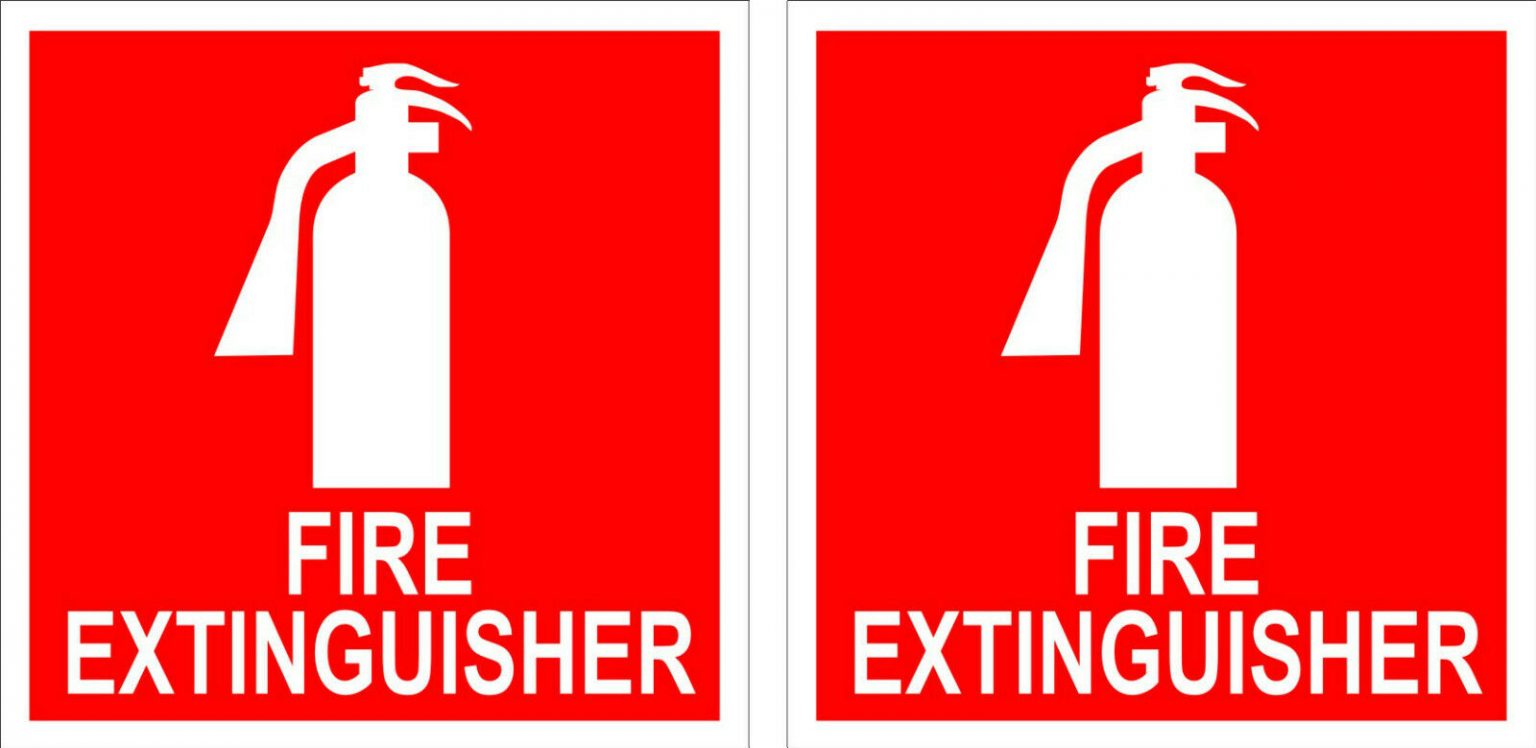 Fire Extinguisher Stickers TWO (2) 70 x 70 mm each home work car truck