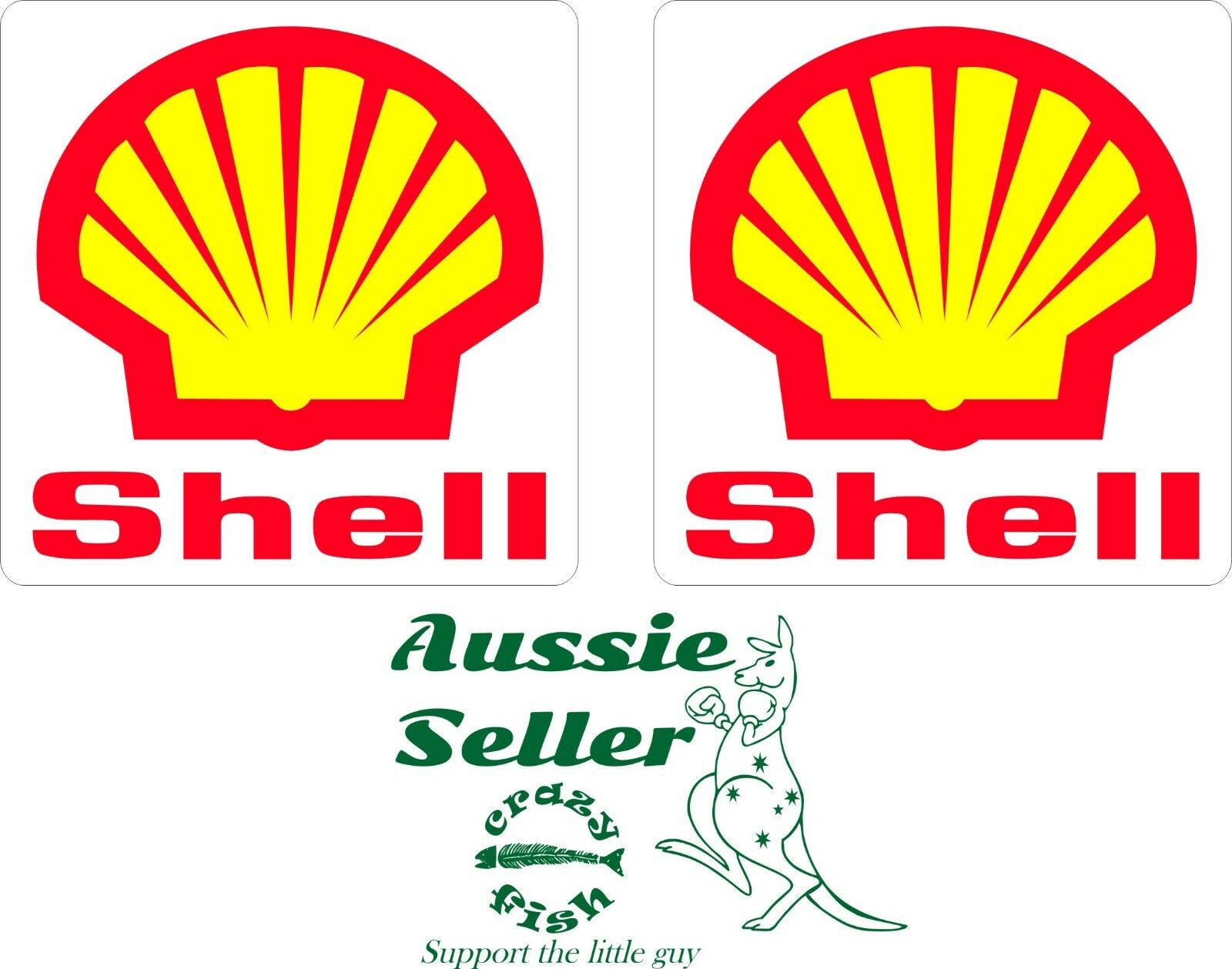 Shell Stickers TWO (2) 90 x 90 mm each - Crazyfish